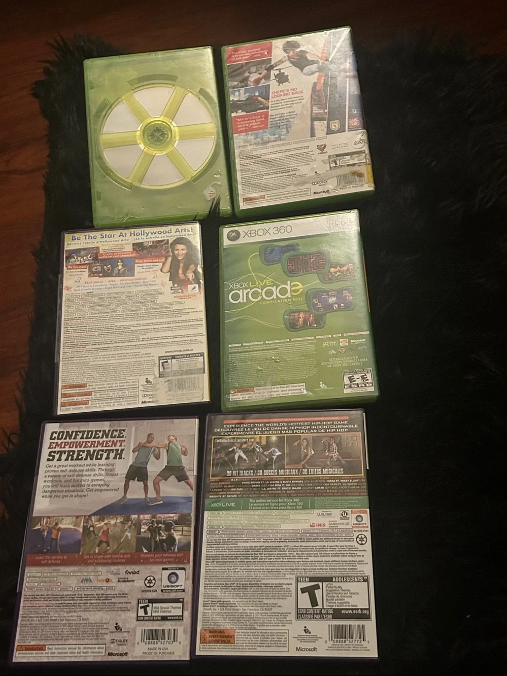 Retro 6 Xbox 360 Game Bundle - Mirror's Edge, Sega Arcade, Kinect Dance Games